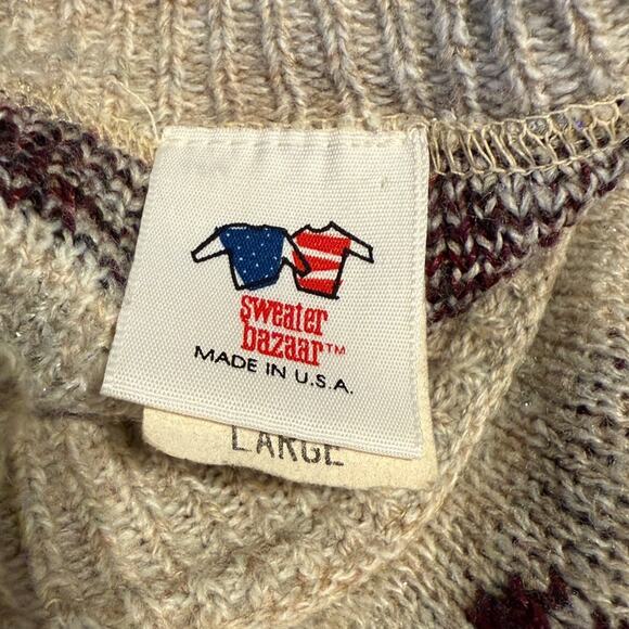Vintage Sweater Bazaar Crewneck Snowflakes Knit Pullover Sweater Size Large Gray - Picture 6 of 7